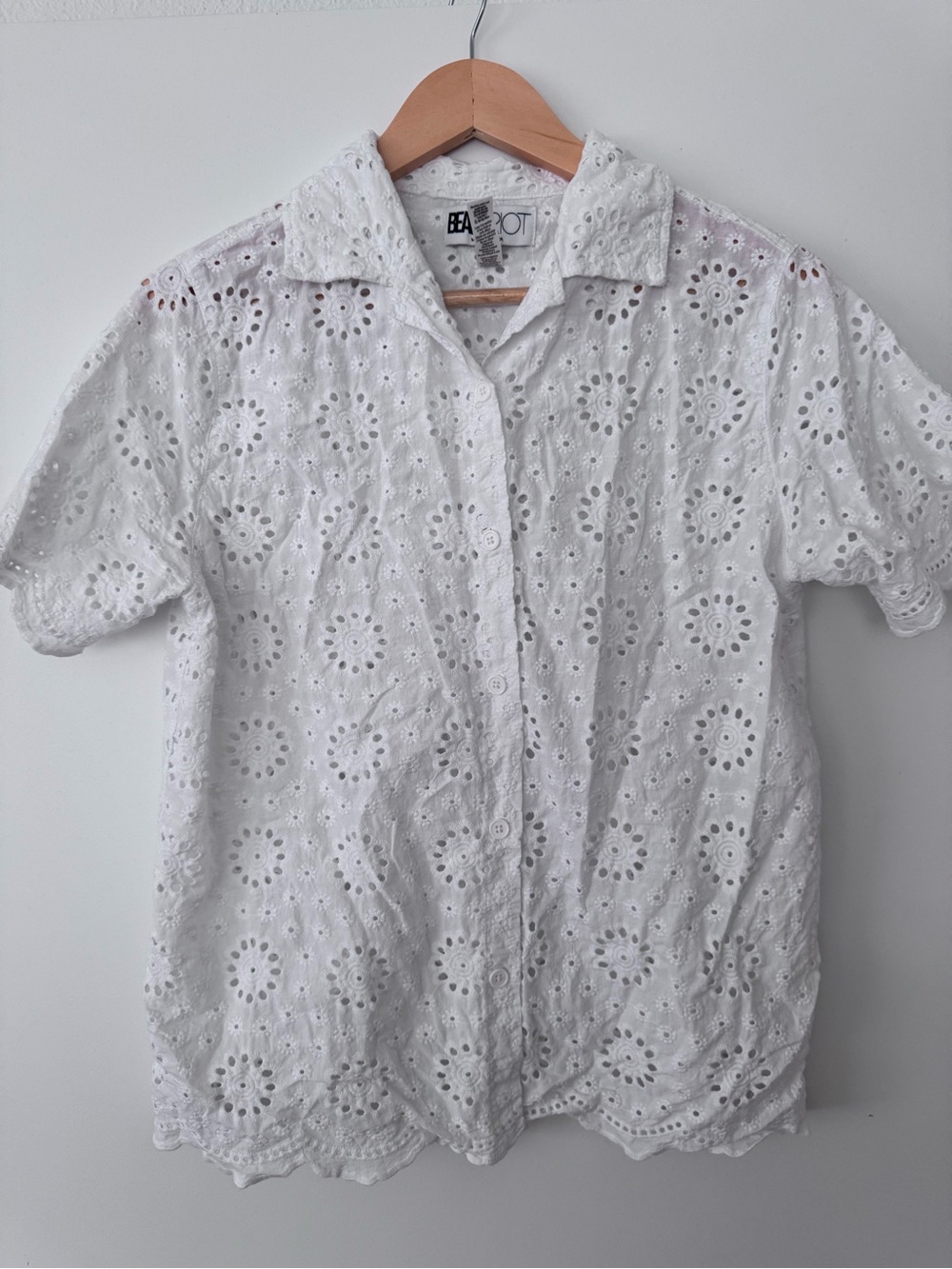 Beach Riot White Eyelet Button-Down Shirt